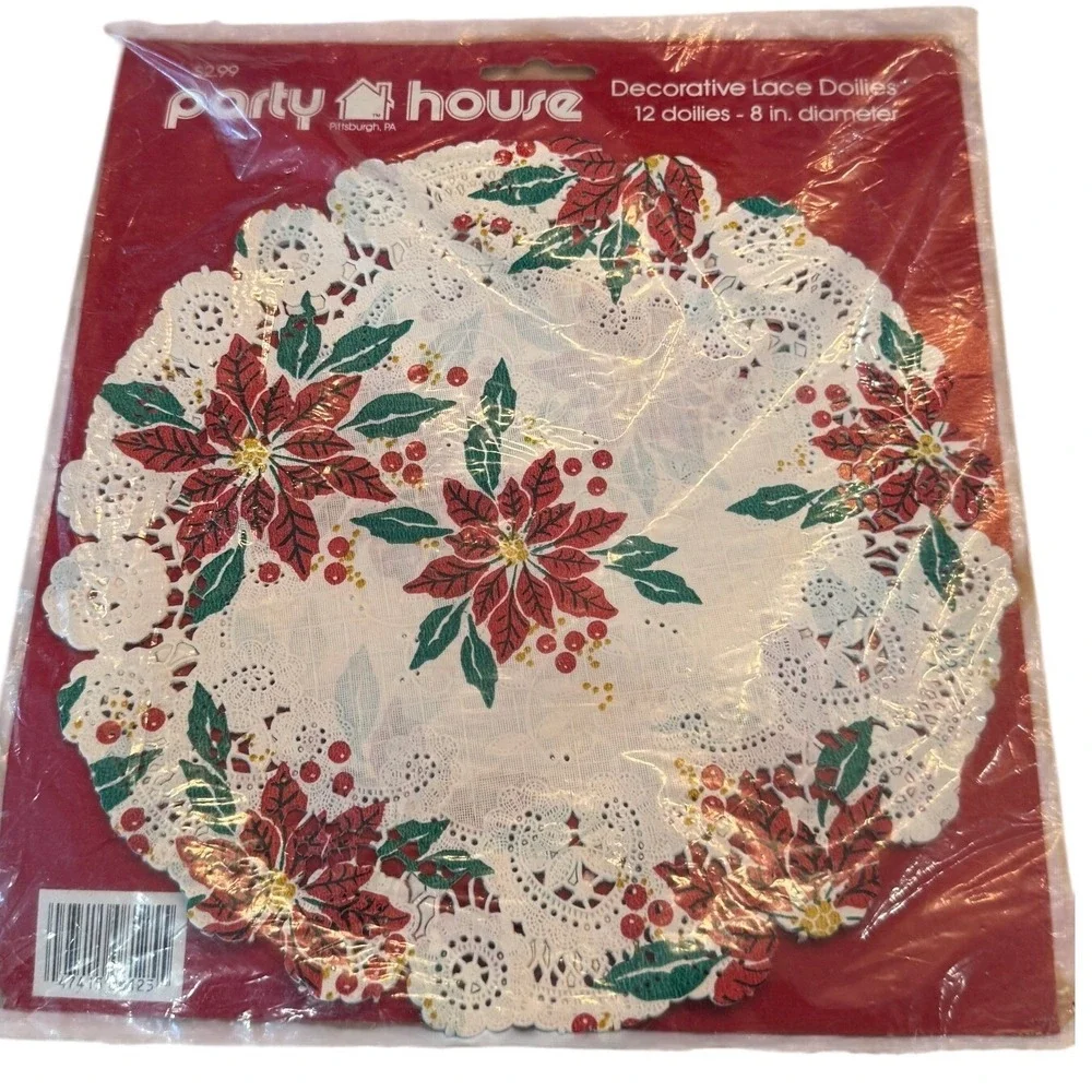 Vintage Christmas Lace Doilies Lot 44pc Party House Poinsettia Beistle Holly‎